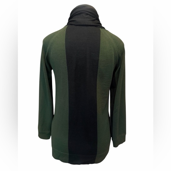 Chloe Olive/Black Colorblock Scarf Wrap Sweater Wool Blend Size 0 - Picture 3 of 5